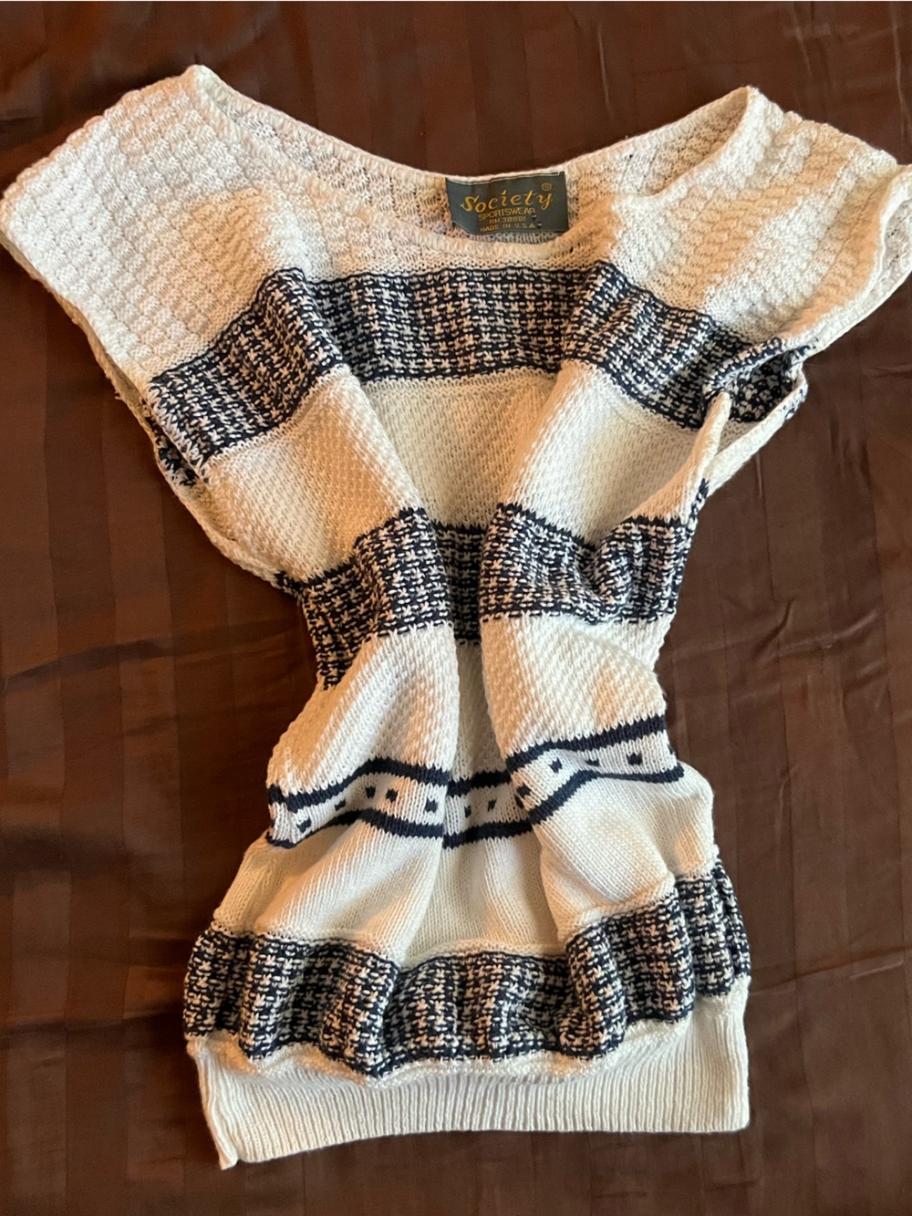 Society Sportswear, Old Money Sweater Vest! Knit with Blue Patterned Bands